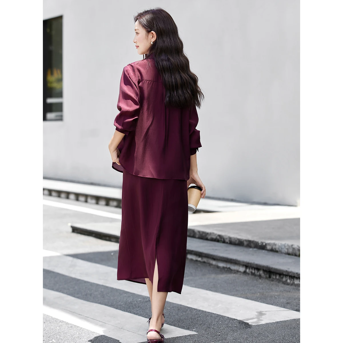 VIMLY Lyocell Women's Shirt Dress Set 2026 Spring Autumn Two Piece Clothing Sets Long Sleeve Shirt Long Slip Dress Lady A3010 image 4