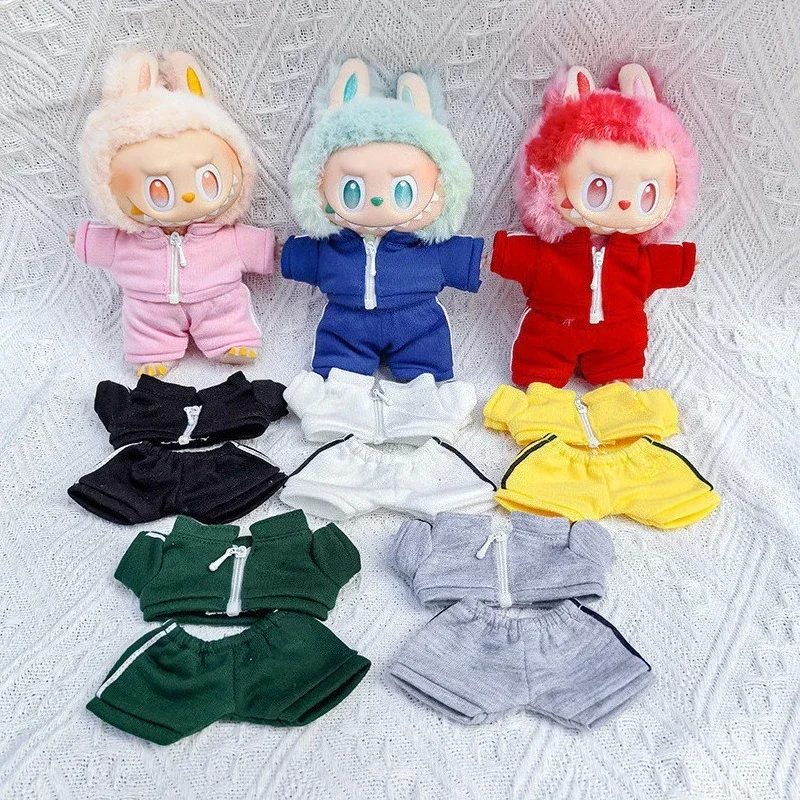 

For 15/17cm Labubu V3 Doll Sporty Tracksuit Set with Peaked Cap Casual Athletic Outfit Ropa Labubu Doll Accessory