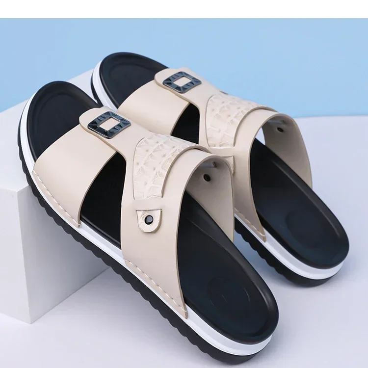 Herren-Sommer-Slipper, bequem, atmungsaktiv, modisch, schlicht, für den Außenbereich, verschleißfest, weiche Unterseite, lässige Sandalen-DH5306 – Detail 16
