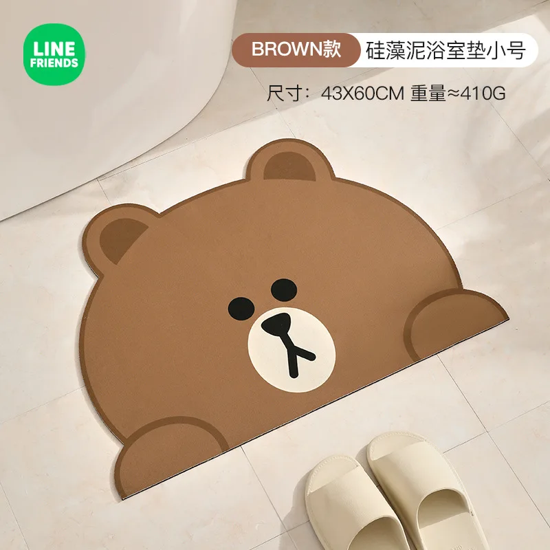 Line Friends-Polymères de Sol Antidérapants, Absorbant l'Eau, Dessin Animé Brun, Porte d'Entrée, Cuisine, DiCote Mud, Anime Kawaii, 2024 HOWater