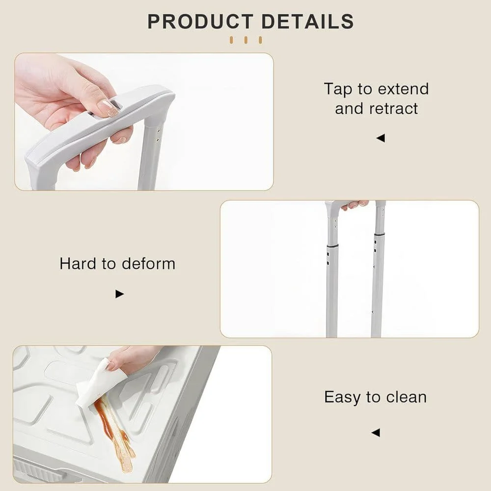 عربة أدوات دوارة قابلة للطي 19.68 بوصة. خزانة تخزين مكتبية بيضاء اللون مع عجلات رف واحدة، خفيفة الوزن #5