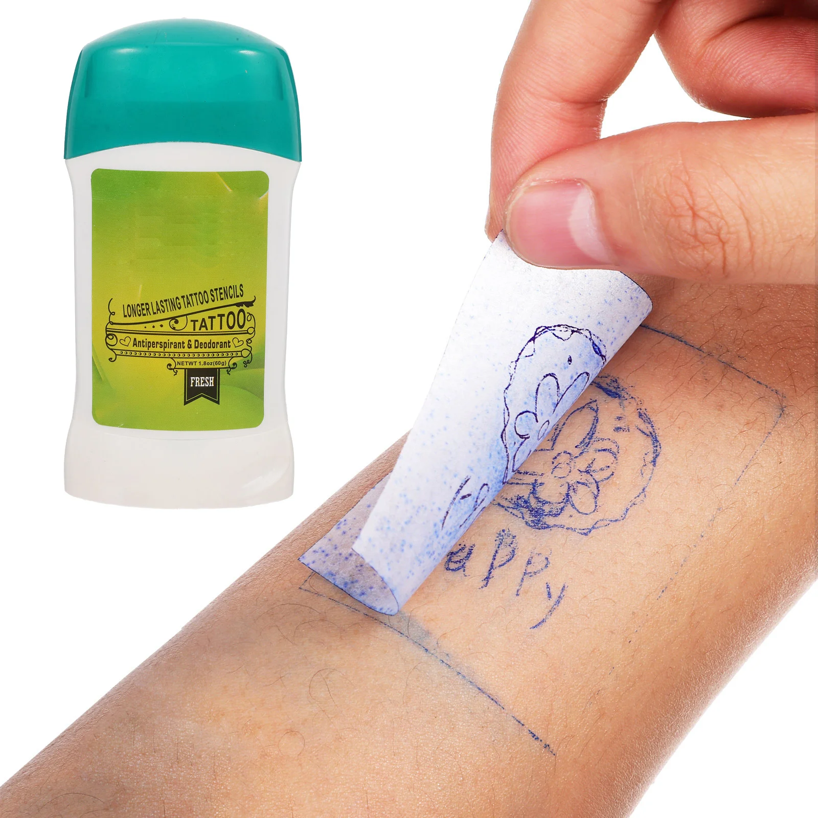 Zestaw do tatuażu tymczasowego: żel transferowy, mydło, szablony, krem transferowy - do wszystkich rodzajów skóry, na ramiona, nogi, klatkę piersiową, plecy.