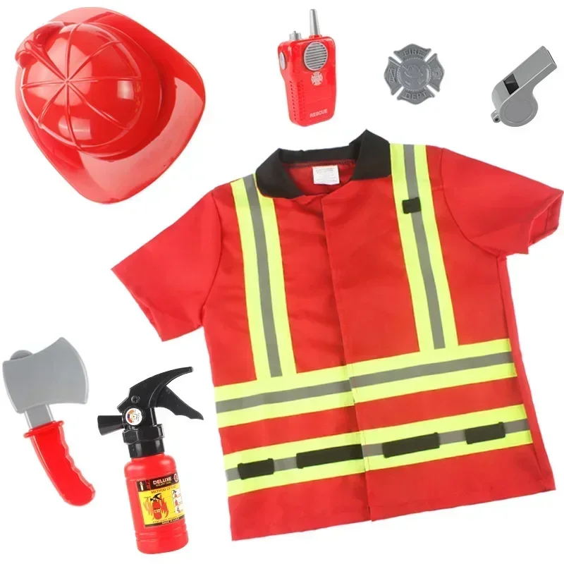 Premium Washable Kids Fireman Costume Toy for Kids,Boys,Girls,Toddlers, and Children with Complete Firefighter Accessories