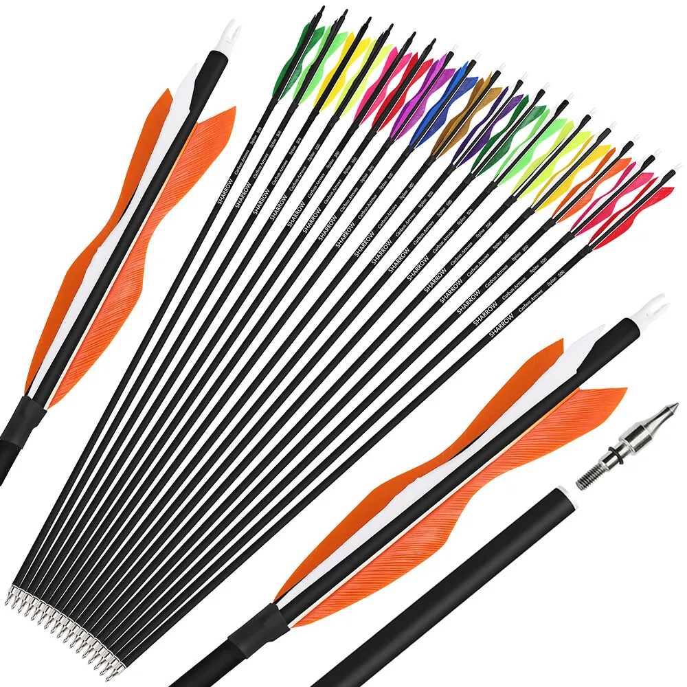 

6/12pcs 31.5'' Archery Arrows Carbon Arrows ID6.2mm 5 inch Turkey Feathers Bow Outdoor Hunting Shooting Archery Target Practice