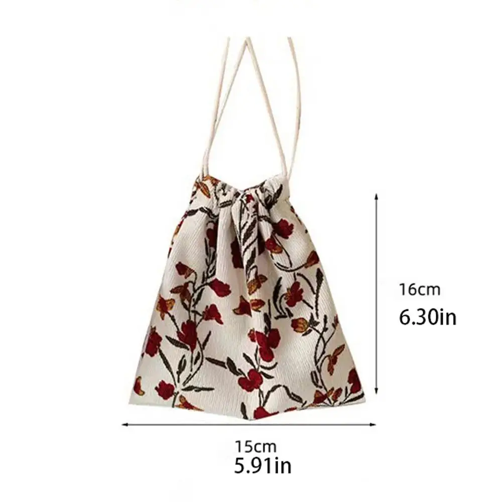 Korean Style Floral Large Capacity Canvas Makeup Lipstick Bags Flower Handbag Women Cosmetic Bag Purse Wallet Drawstring Bag