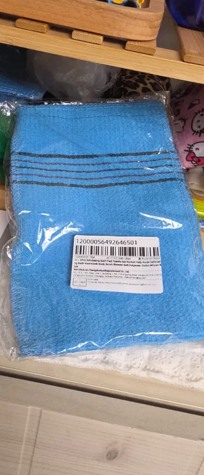 5Pcs Exfoliating Bath Pad Towels Set Korean Italy Asian Exfoliating Bath Washcloth Body Scrub Shower Soft Polyester Cotton photo review