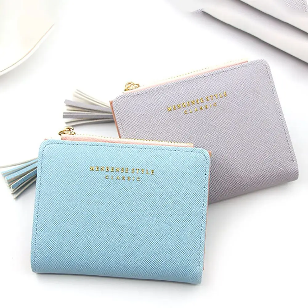 Cute Multi-card Multifunctional Solid Color Gift Girls PU Leather Love Heart Wallet Coin Purse Short Purse ID Card holder