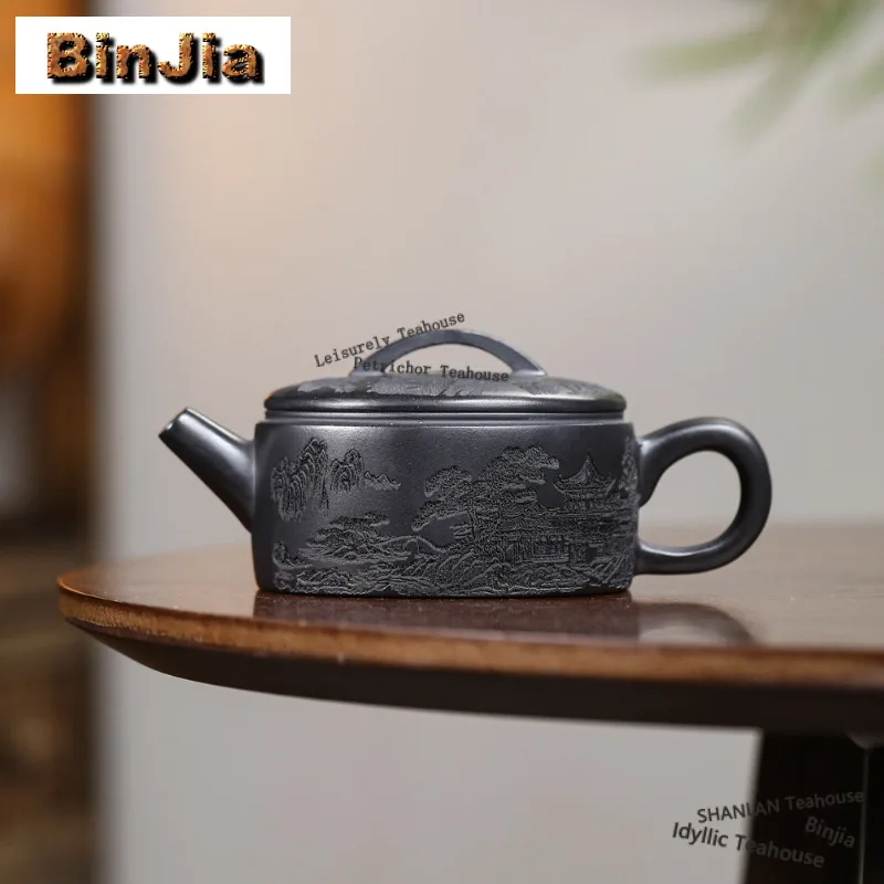 

180 мл Элегантные фиолетовые глиняные чайники Исин ручной работы, большой калибр, горшок из необработанной руды, желтый грязевой чайник, чайный сервиз Zisha, подарок