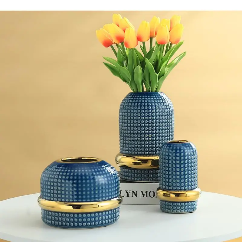 Living Room Flower Arrangement Phnom Penh Ceramics Desktop Vase Silk Cloth Fake Hydroponic Container Home Decorations