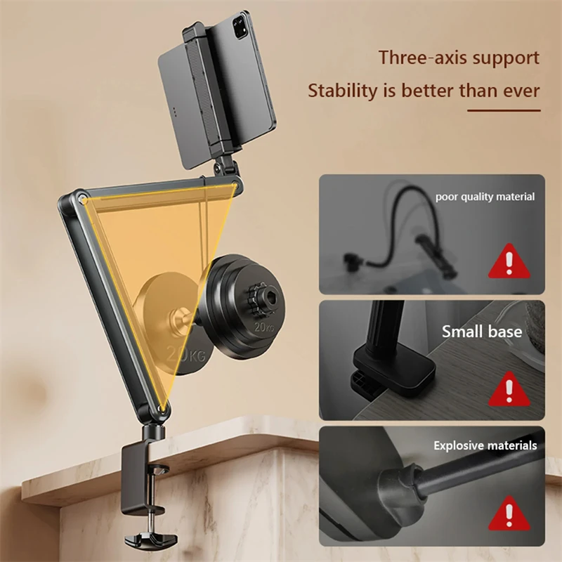 Imagem -06 - Liga de Alumínio Dobrável Tablet Stand Bed Desk Arm Mount Lazy Mobile Phone Holder para Telefones e Tablets Rotação 360