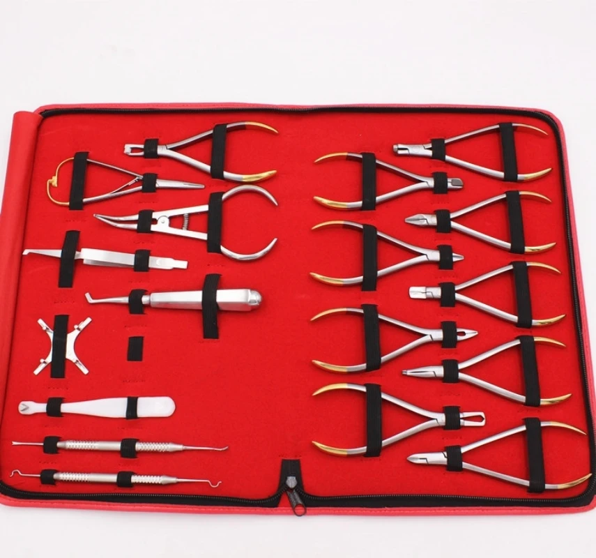 18pcs Dental Orthodontics Tools Set TC Head Orthodontic Pliers Needle Holder Dentist Tools Kit Dental instruments