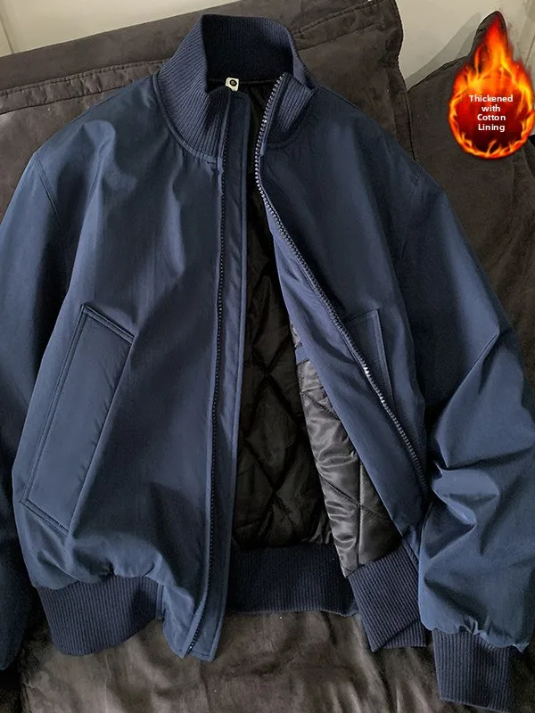 

Коричневый хлопковый джет, мужской осенне-зимний джинт с воротником-стойкой, американская рабочая одежда, бейсбольное пальто, верхнее...