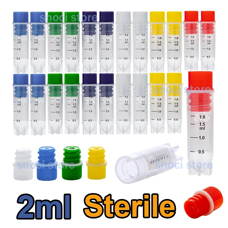 2ml Cryopreservation Tube Freezer Tubes Cryotubes cryogenic vial Cryo-Tubes Sterile DNase/RNase Free,Non-Pyrogenic, Autoclavable