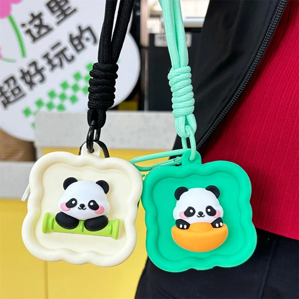 Cute Silicone Coin Purse Capybara Wallet Keychain Panda Rabbit Mini Headphone Storage Bag Handbag Pendant Lanyard Accessories