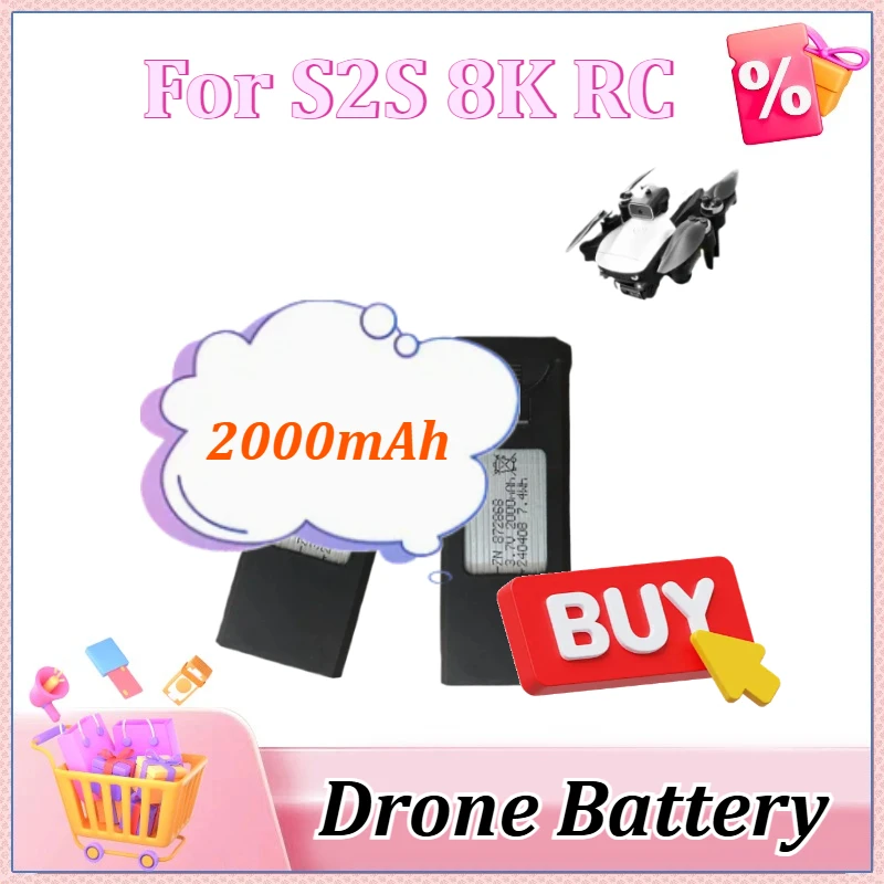 

3.7V 2000mAh Newly Upgraded Replacement Drone Battery for S2S Drone Li-po Battery Packs for S2S 8K RC Quadcopter Spare Parts
