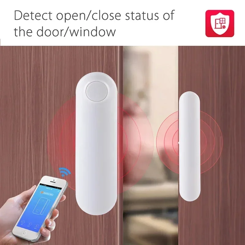 Sensor inteligente de ventana y puerta con WiFi, alerta de notificación por aplicación, Detector de seguridad de alarma para el hogar, Compatible