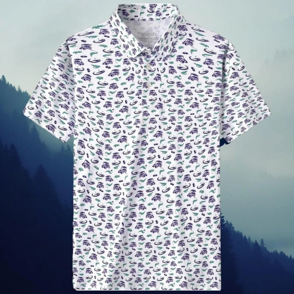 Men's Golf Polo Shirt Short Sleeve, Sporty Clothing Quick Dry, Stylish Fashion Printing for Golf, Sports, Tennis & Outdoor Wear