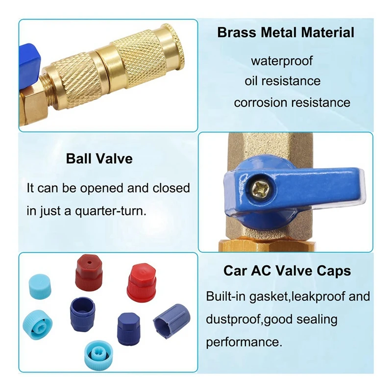 R134A Valve Core Quick Remover Installer Tool Kit - High Low Pressure Car A/C Valve Core Removal Tool, Valve Stem Cores