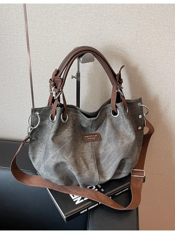 Large-Capacity 2025 New-Style Retro Casual Minimalist Handbag, Shoulder Bag, Under-Arm Tote and Cross-Body Bag