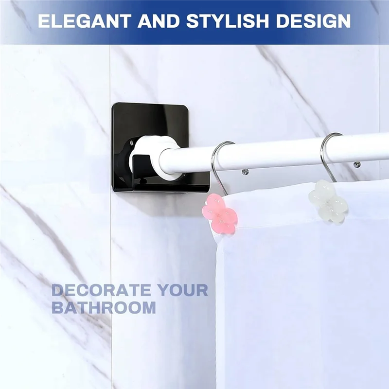 

【Berserkk】Acrylic Wall Mount Holder Bath Shower Curtain Pole Holder Shower Curtain Rod Holder Black