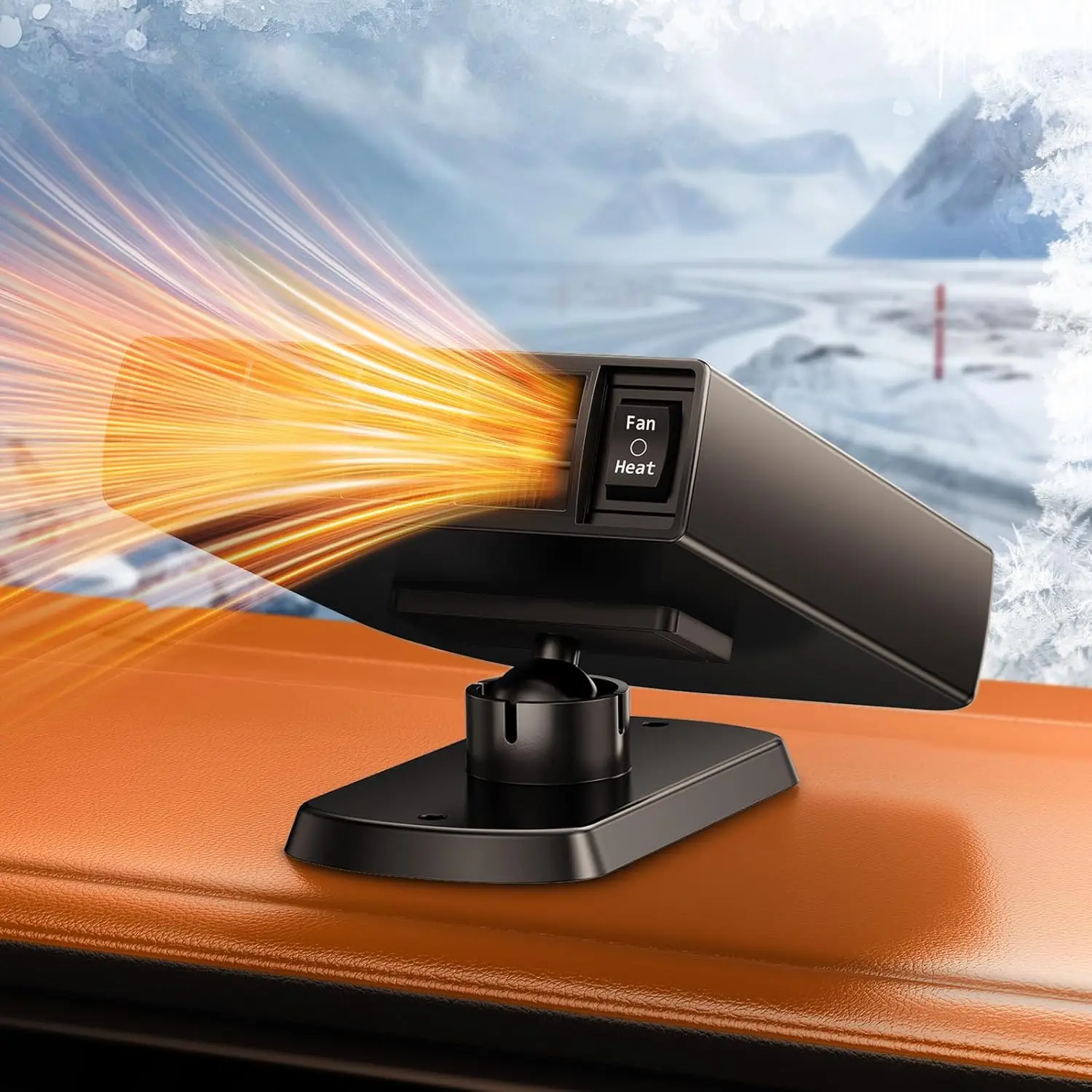 

Портативный автомобильный обогреватель 12 В, 360 ° Размораживатель вращения, вентилятор быстрого нагрева и охлаждения для грузового фургона