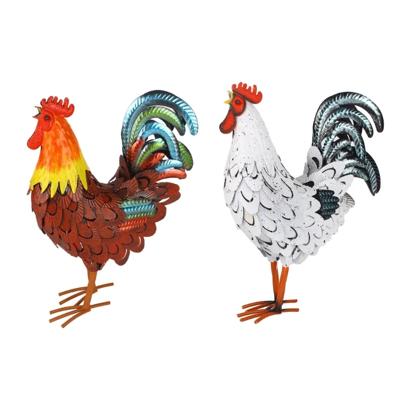 

Metal Rooster Decors Garden Statue Outdoor Chicken Sculpture Yard Art Decors