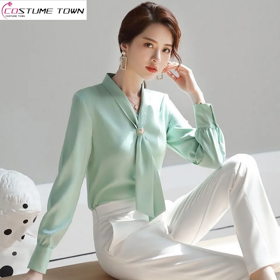 Chiffon White Shirt Women\'s 2023 Spring and Autumn New Korean Style Fashionable Western-style Long-sleeved Professional Shirt