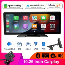 10.26 inch Car Player Wireless Bluetooth CarPlay Android Auto Multimedia Touch Screen Portable Car MP5 for Apple Huawei Xiaomi