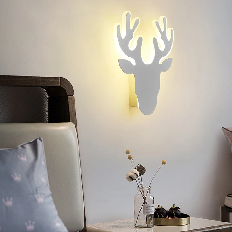 

Deer Head Wall Lamp Creative Bedroom Living Room Corridor Children's Room LED Wall Lamp Nordic Luxury Deer Acrylic Wall Lamp Dec