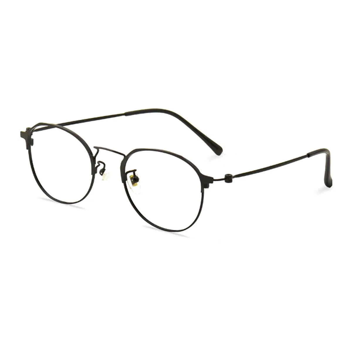 FYTOO Retro Artistic Black Titanium Round-Frame Glasses Unisex, Versatile Elegant, Fits Artistic Intellectual Daily Looks.