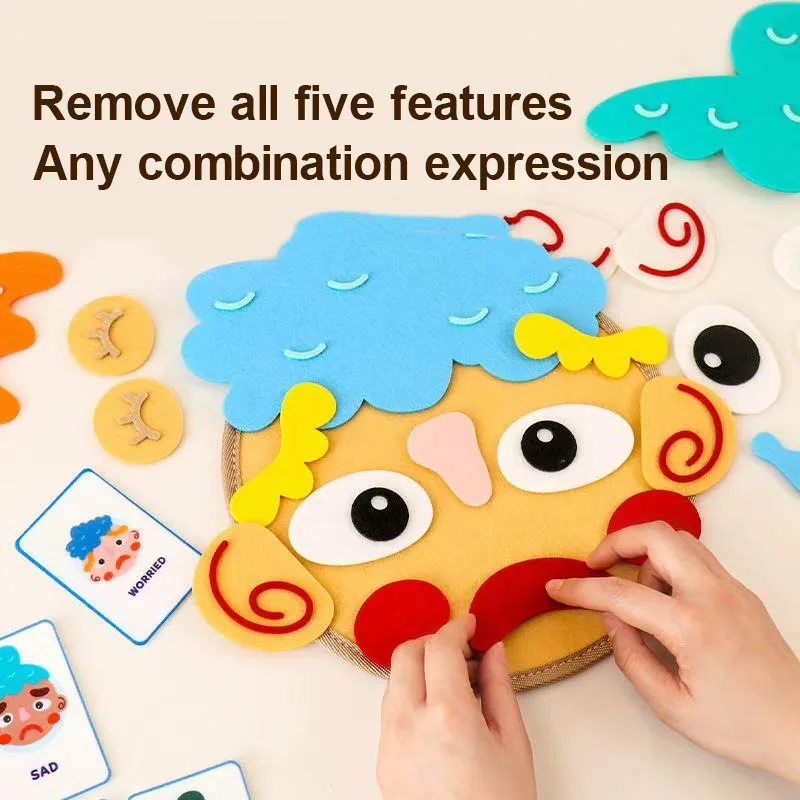Kids Montessori Facial Expression Game Emotional Change Toys With 9pcs Cards Preschool Learning Educational Toys