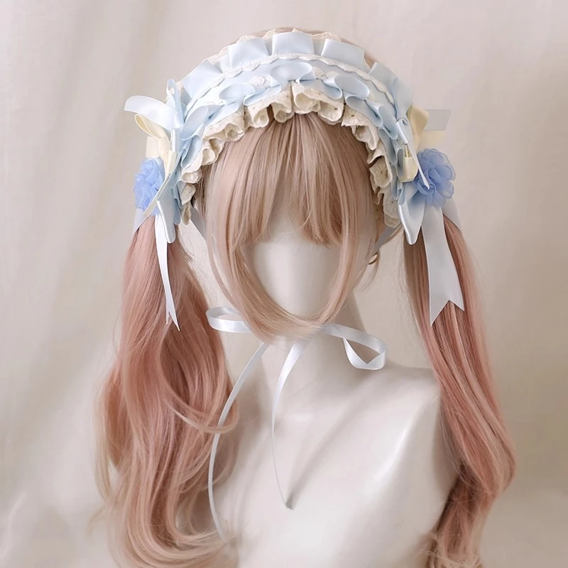 Originele blauwe Lolita vier seizoenen vlinderboog elegantie pop haarband hoed mouw KC ballettraktatie