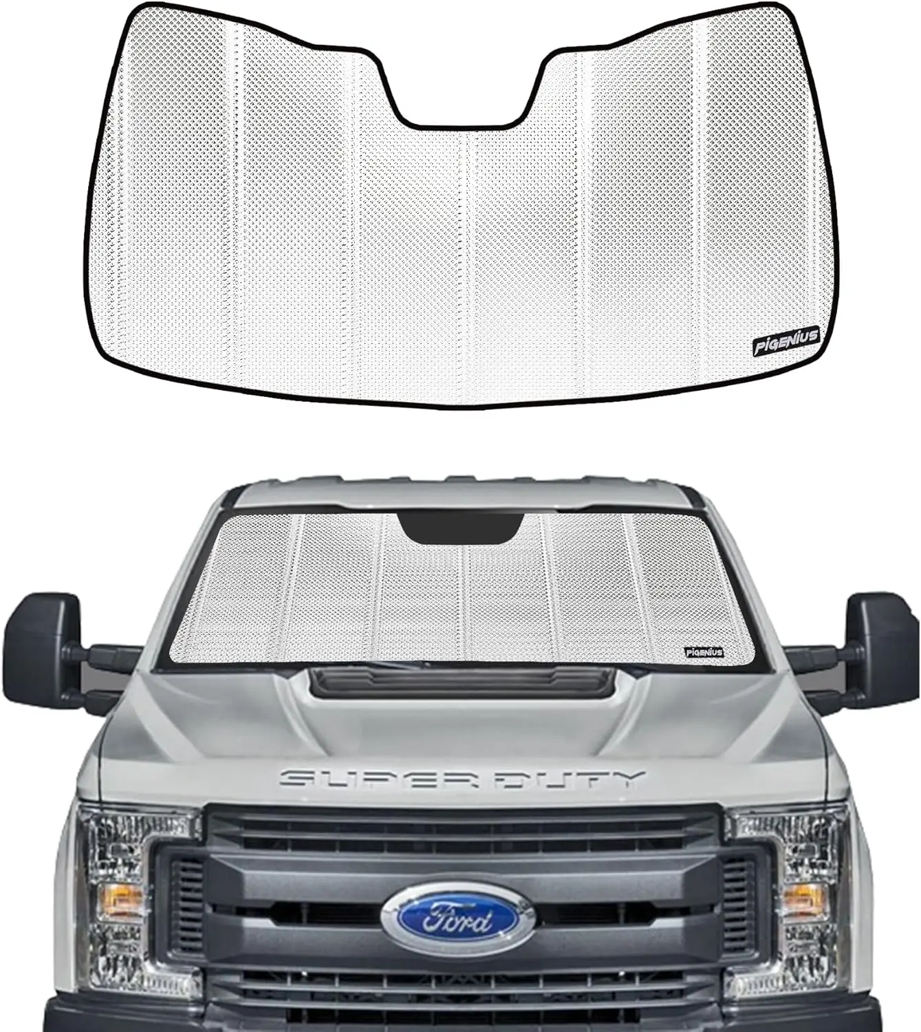 

Custom Fit 2021-2025 Ford F150 Windshield Sunshade, Reflective Aluminum Film for Heat & UV Protection