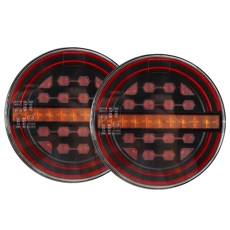 Classy-5.3Inch Round LED Truck Trailer Light Rear Brake Light DRL Flow Turn Signal Light For Truck Ships Van Boat Lorry