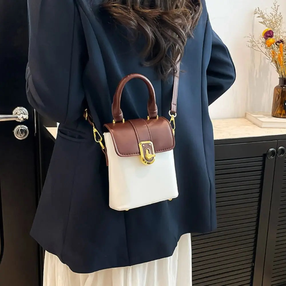 

PU Contrast Color Phone Bag Korean Style All-match Simple Shoulder Bag Phone Bag Storage Bag Ins Square Tote Bag Ladies/Girls