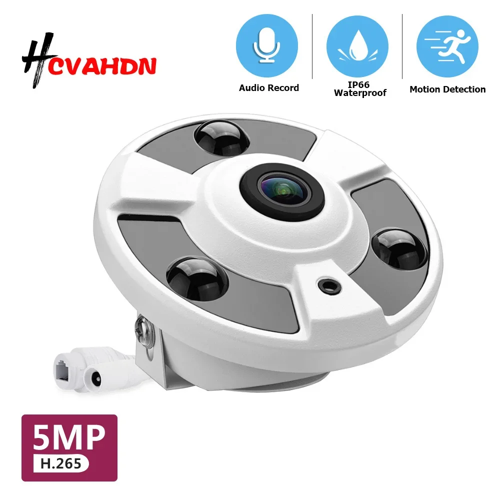 CCTV Fisheye Camera IP Dome Outdoor 5MP 360 Panoramic Security Surveillance Camera POE Audio XMEYE NVR Monitoring Cam H.265 2MP