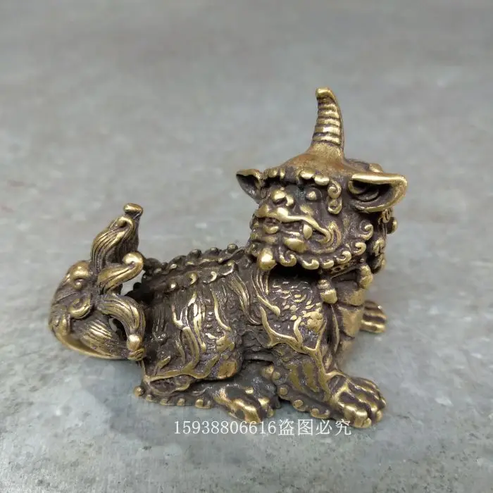 Antique Bronze Ware Antique Miscellaneous Collection Antique Old Bronze Brass Unicorn Lucky Beast Kirin Small Ornaments Old Good