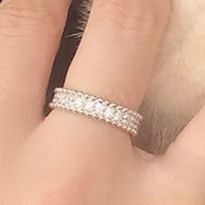 Huitan Damenringe, schlichter Stil, silberfarben/goldfarben, glänzende CZ, trendige Accessoires, Hochzeit, Verlobung, Jahrestag, Schmuck, Geschenk