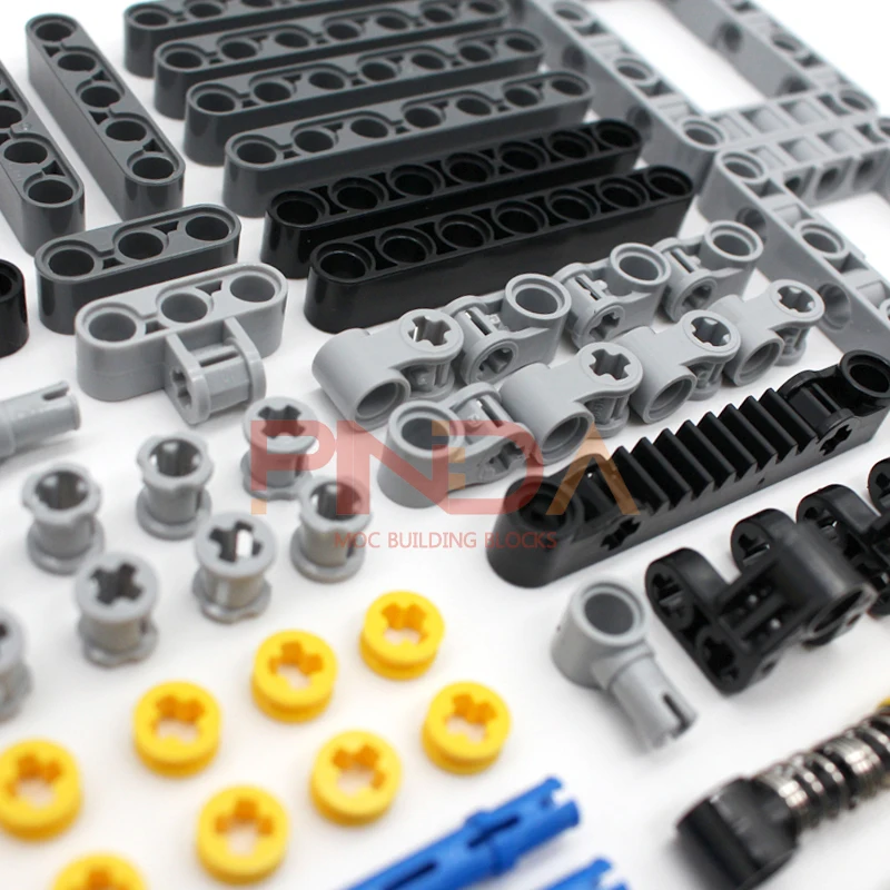 123PCS High-Tech Plastic Building Blocks Bricks Gear Liftarm Beam Cross Axle DIY Assembling MOC Bulk Technology Set Toy