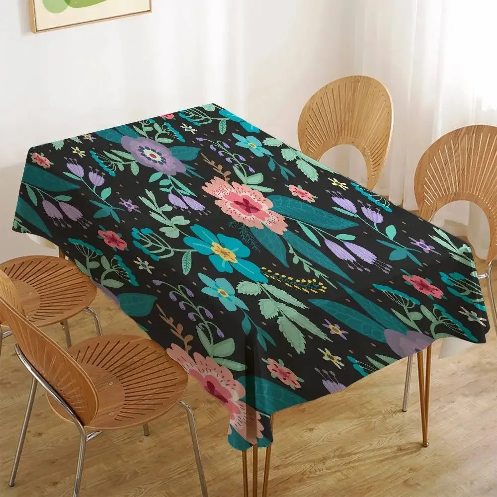 

Floral Tablecloth Waterproof Polyester, Durable Picnic Blanket, Decorative Camping Table Cover For Indoor Outdoor Garden Dining