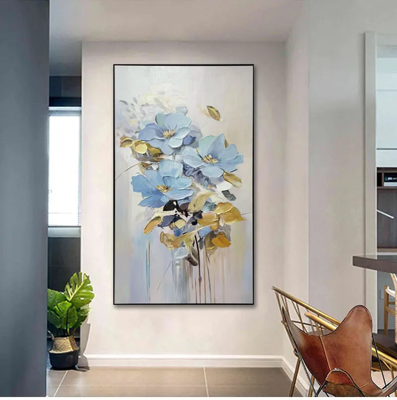 Factory Wholesale High Texture 100% Handmade Art Work Living Room Decoration Realism Flower Oil Painting