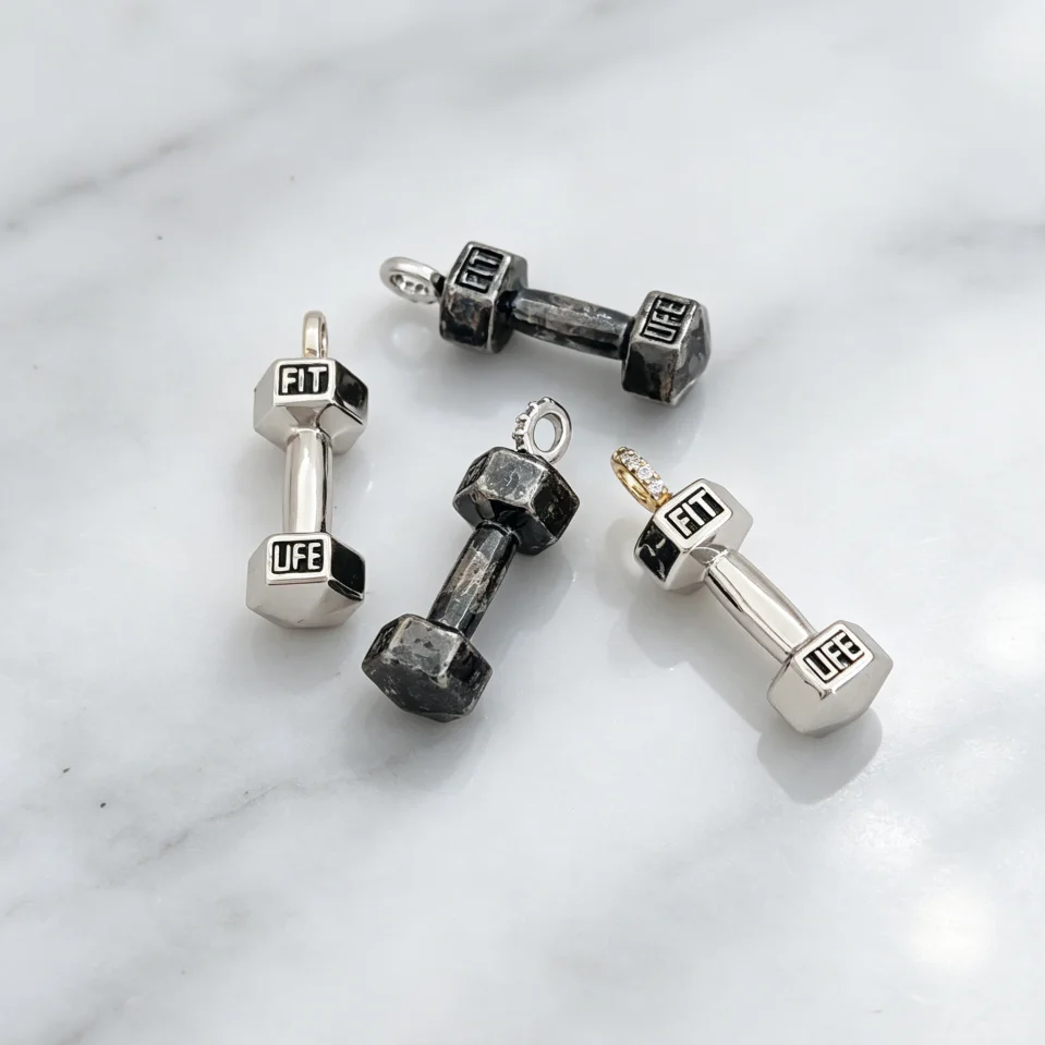 1 Pcs Pendants Brass Inlay Zircon Coral Heart Dumbbell Poker Palm Angel Charms Diy Necklace Bracelet for Men Women Jewelry Craft