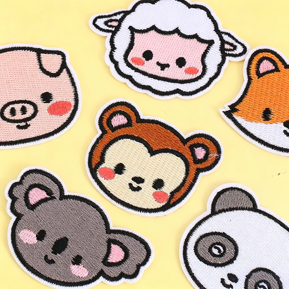Niedliche Q-Version Tier-Aufbügler Komplettset: Koala, Panda, Fuchs, Schaf, Schwein, Affe – für Kinder-Hoodies, Canvas-Taschen, DIY-Deko und Reparaturen – Detail 4