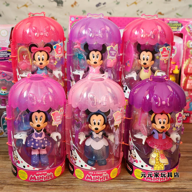 16cm Disney Mickey Mouse Cute Minnie Dress Up Doll Kawaii Kids Toys Anime Figure Movable Play House Pvc Model