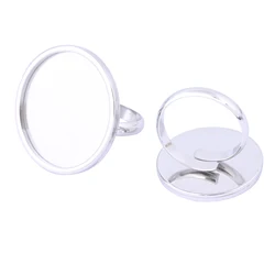 5pcs Adjustable Stainless Steel Fit 20mm 25mm Cabochon Ring Bezel Blanks Diy Base Settings For Jewelry Making Supplies