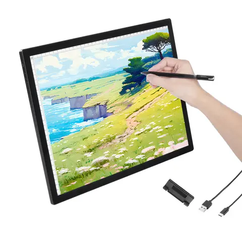 VEVOR Tablette lumineuse LED A3, table lumineuse dessin avec 6 niveaux luminosité réglable, tableau dessin rechargeable pour traçage, pour peinture diamant, animation, croquis, pochoir, artistes, noir
