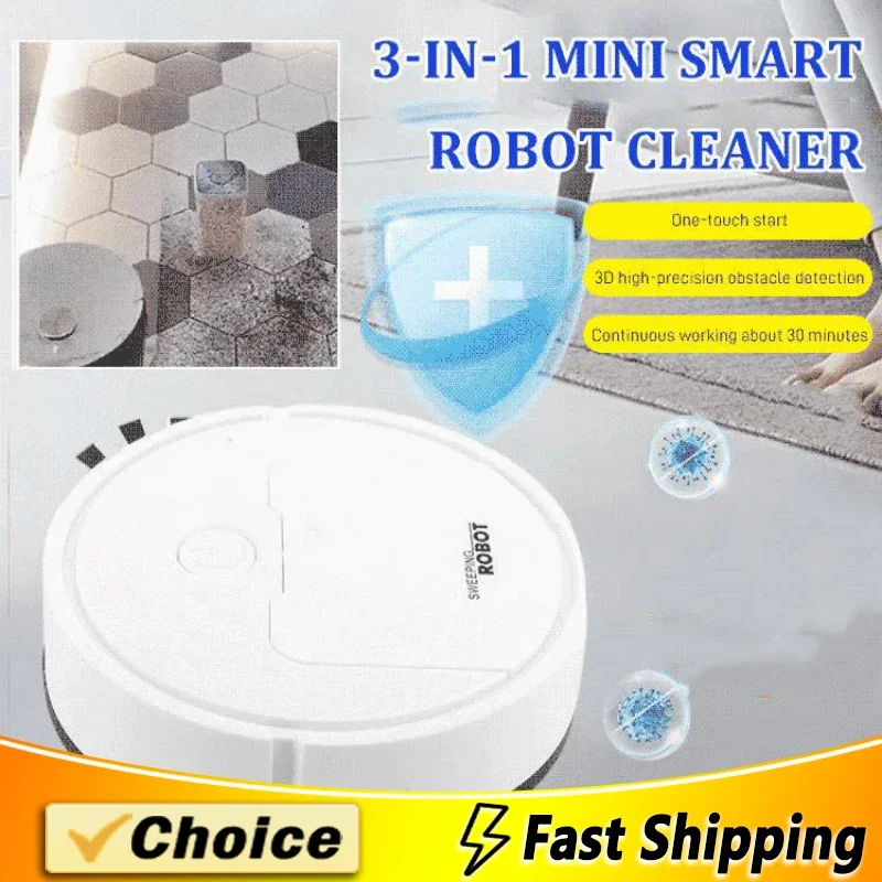 3-in-1 Mini Smart Robot Cleaner Smart Sweeping Dragging Cleaning Robot Vacuum Cleaner for Home Office Floor