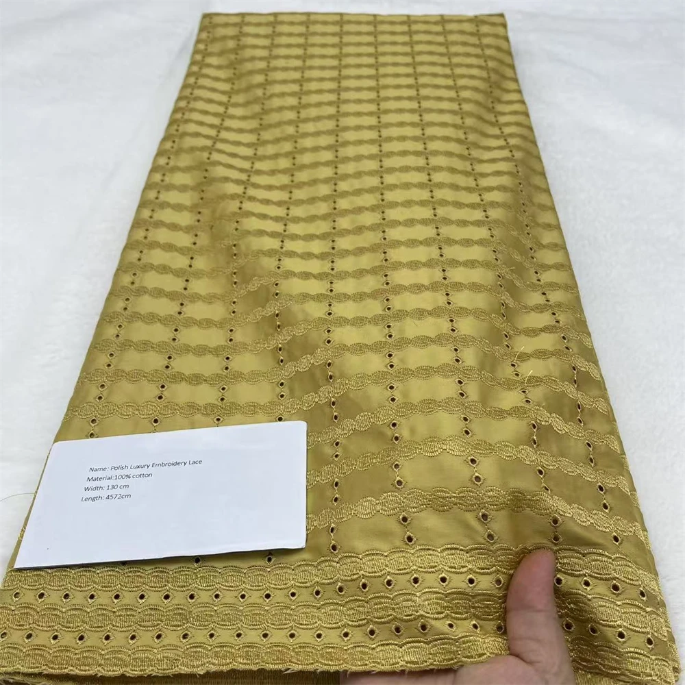 

Luxurious Polish Cotton Lace Embroidery High Quality Swiss Voile Lace Nigerian Fabircs For Dresses 5 Yards