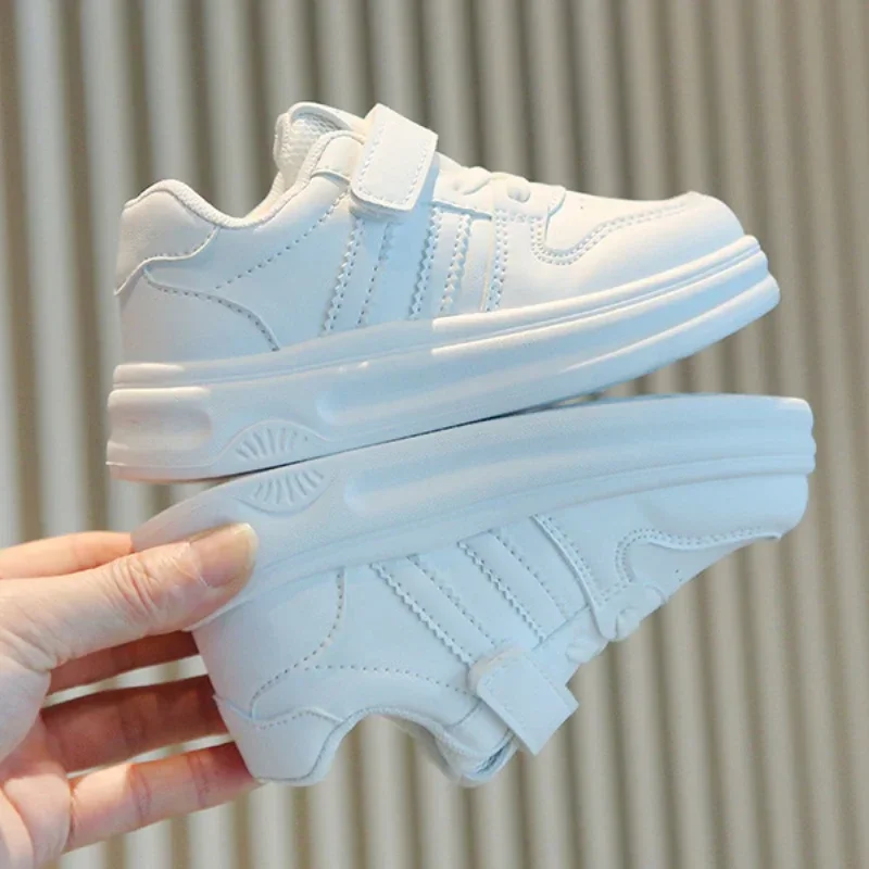 

Children's White School Tennis Shoes 2025 Spring and Autumn New Boys Sports Shoes Fashion Causal Kids Girls Sneakers Hook Loop