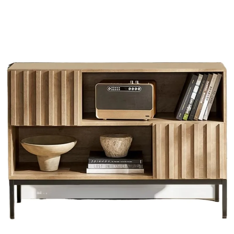 

Modern wooden and metal console table with under-cupboard storage for living room or home original equipment